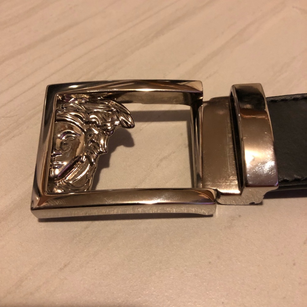 Versace Black Leather Medusa Head Belt